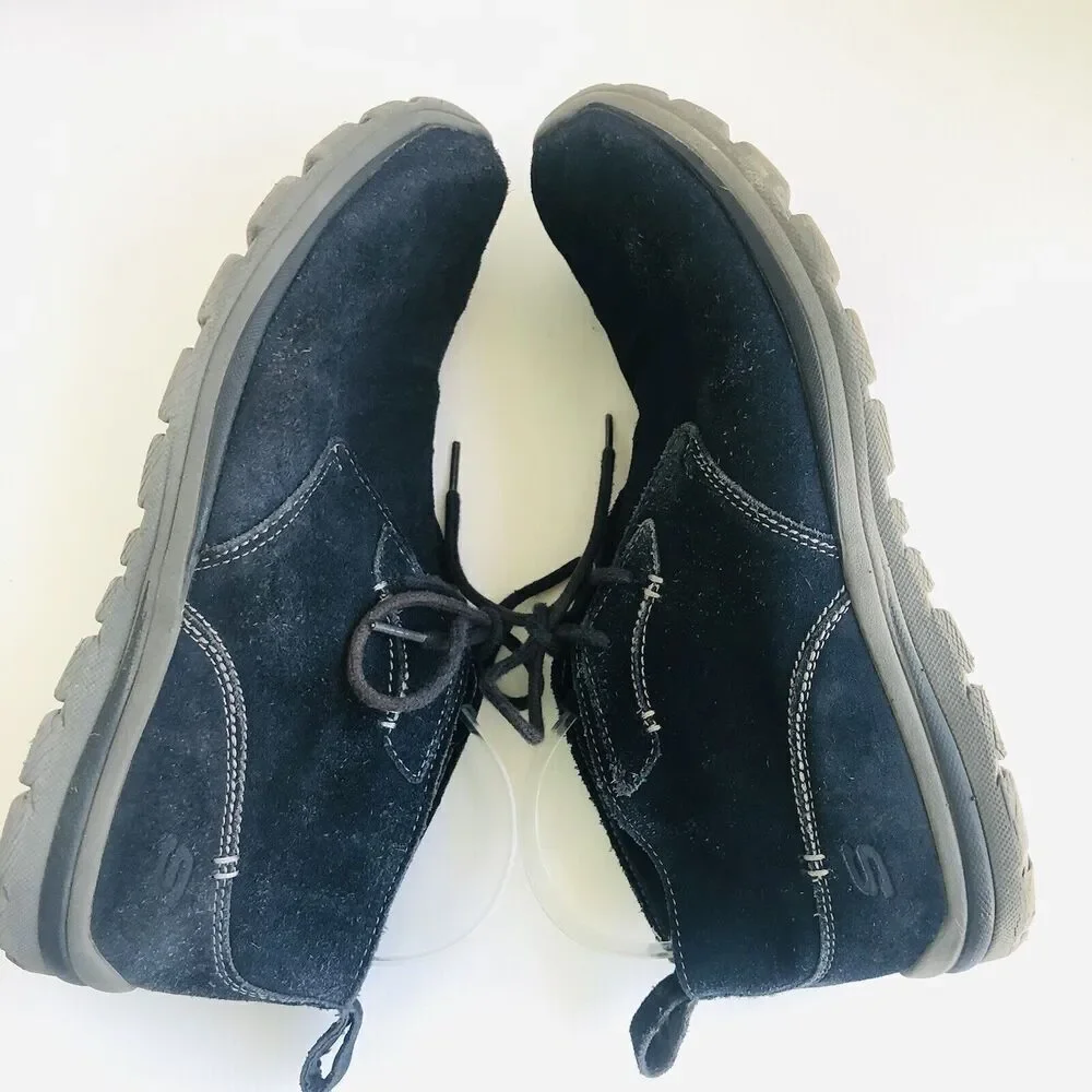 Skechers Navy Blue Leather Casual Lace Up Chukka Ankle Boots Shoes Men's 12